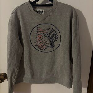 Gray Crewneck Sweater with Graphic Design